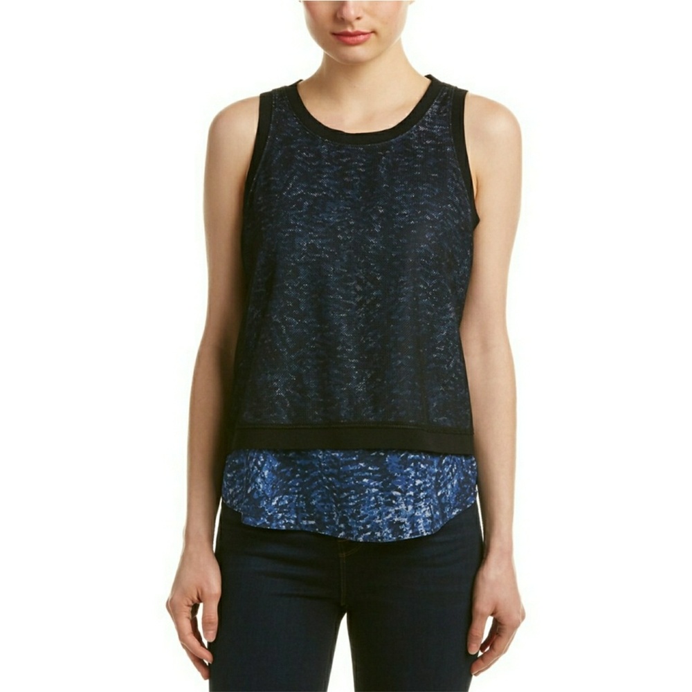 Chelsea & Walker Mesh Overlay Silk Tank